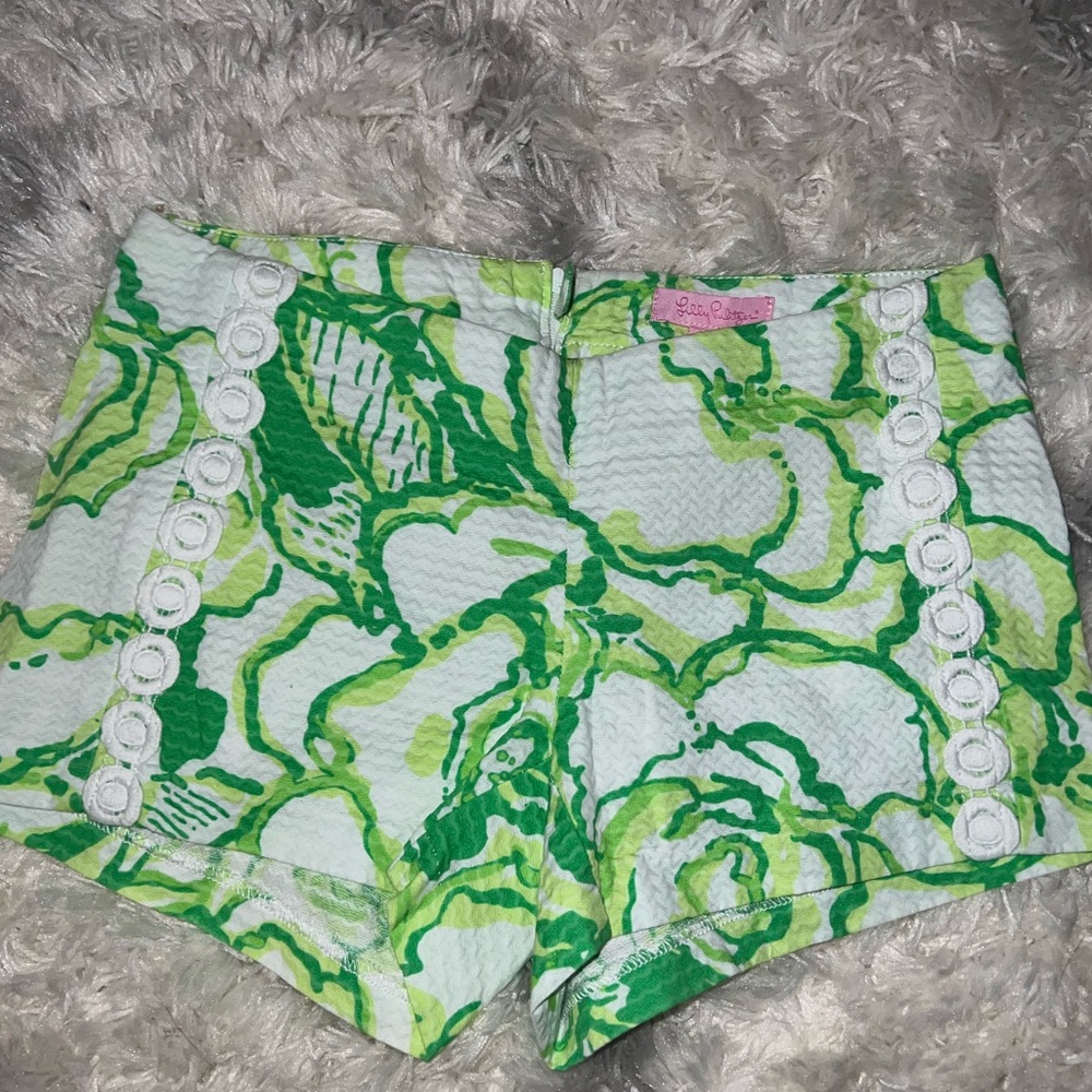 Lilly Pulitzer Liza Shorts Size 000 Resort White Heart Breakers Green